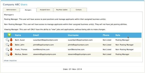 Manager logins applicant tracking system